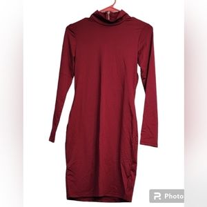 Gobles Sexy Red Wine Bodycon Long Sleeve Dress NWT size M